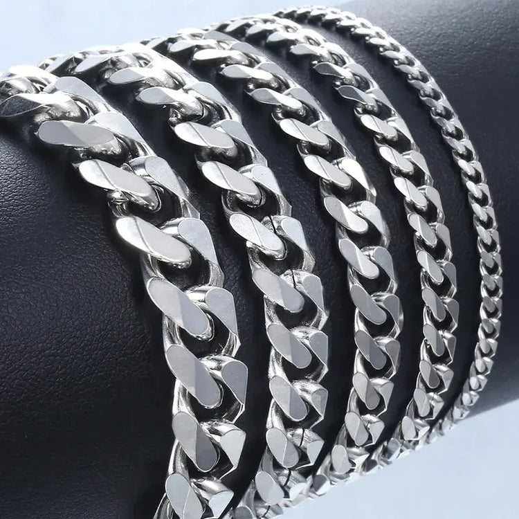 New Trendy Cuban Chain Men Bracelet Classic Stainless Steel 3/5/7/9mm Width Chain Bracelet For Men Women Jewelry Gift HASHTAG
