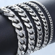 New Trendy Cuban Chain Men Bracelet Classic Stainless Steel 3/5/7/9mm Width Chain Bracelet For Men Women Jewelry Gift HASHTAG
