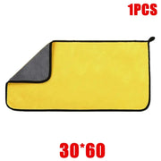 1/2/6pcs Microfiber Cleaning Towel Thicken Soft Drying Cloth Car Body Washing Towels Double Layer Clean Rags Car Accessories HASHTAG