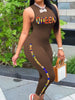 Queen Letter Print Tank Jumpsuit, Slim Solid Casual Jumpsuit For Spring & Summer, Women's Clothing HASHTAG