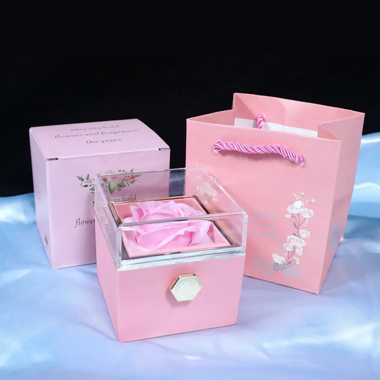 Rotating Soap Flower Rose Gift Box Creative Rotating Rose Jewelry Packaging Box Valentine&