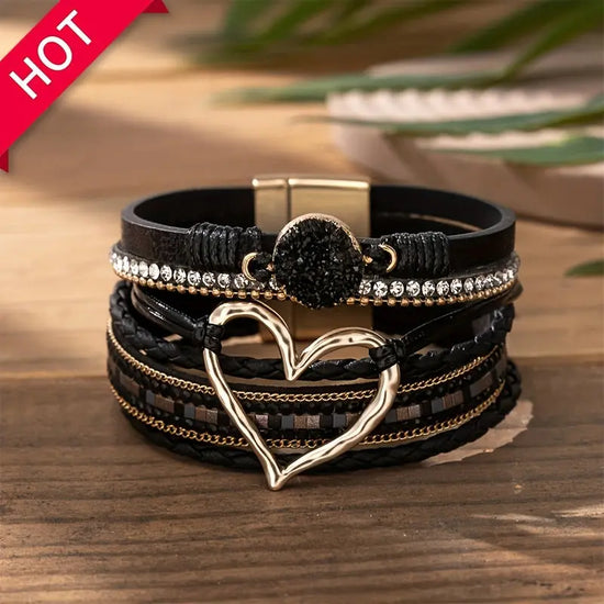 Braccialetto a forma di amore esagerato con strass intarsiati - My Hashtag Shop
