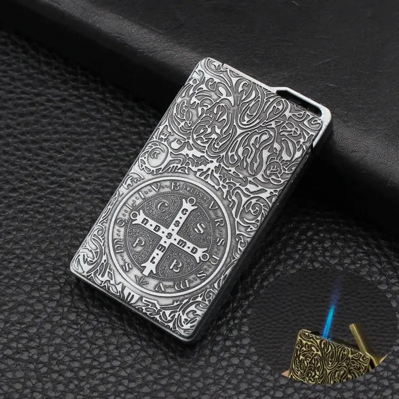 Constantine Relief Ultra Thin Retro Grinding Wheel Lighter Metal Jet Flame Inflatable Lighter Cigarette Accessories Men&
