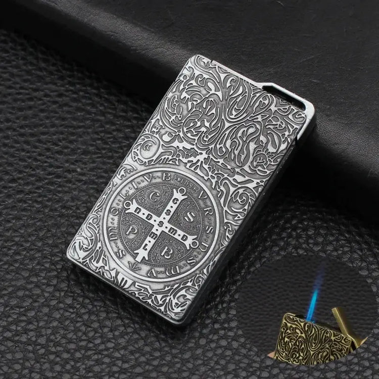 Constantine Relief Ultra Thin Retro Grinding Wheel Lighter Metal Jet Flame Inflatable Lighter Cigarette Accessories Men&