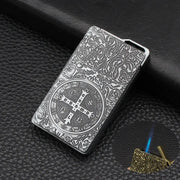 Constantine Relief Ultra Thin Retro Grinding Wheel Lighter Metal Jet Flame Inflatable Lighter Cigarette Accessories Men's Gift HASHTAG BAR TABACCHI
