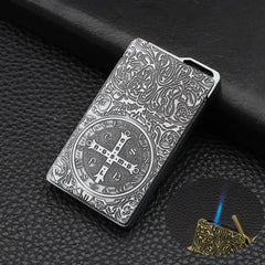 Constantine Relief Ultra Thin Retro Grinding Wheel Lighter Metal Jet Flame Inflatable Lighter Cigarette Accessories Men's Gift HASHTAG BAR TABACCHI