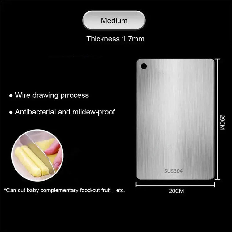 WXCOO Chopping Board Stainless Steel Double Sided Thickened Kneading Dough Board Kitchen Household Fruit Cutting Block HASHTAG