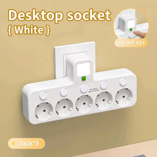 EU plug and socket, 4-pole socket, multifunctional wall plug, with or without extension cords or USB and Type-C interfaces