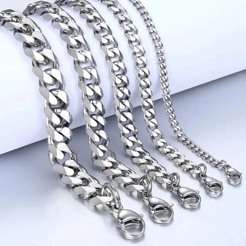 New Trendy Cuban Chain Men Bracelet Classic Stainless Steel 3/5/7/9mm Width Chain Bracelet For Men Women Jewelry Gift HASHTAG