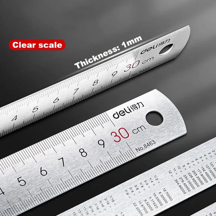 Deli Stainless Steel Ruler 15/20/30cm Metal Straight Ruler for Home School Precision Measuring Drawing Tool Supplies 1/2/5pcs - HASHTAG