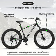 26in Adult/Youth full 21 speed mountain tire bike, double disc brakes, high carbon steel frame, front suspension, mountain bike, City commuter city bike, bike HASHTAG