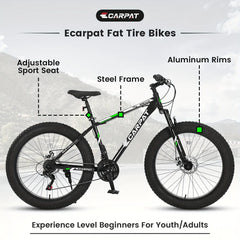26in Adult/Youth full 21 speed mountain tire bike, double disc brakes, high carbon steel frame, front suspension, mountain bike, City commuter city bike, bike HASHTAG