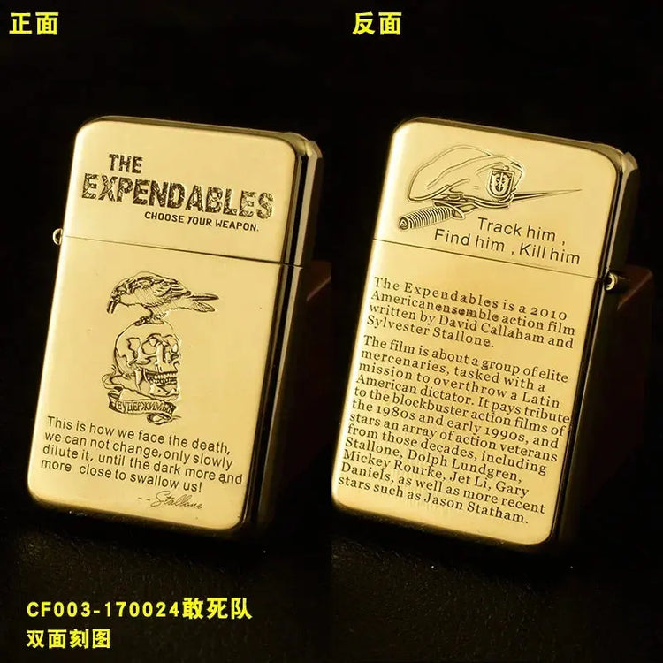 Exquisite Brass Kerosine Lighter Slim Windproof Vintage Grinding Wheel Ignition Lighter Cigarette Accessories Men&