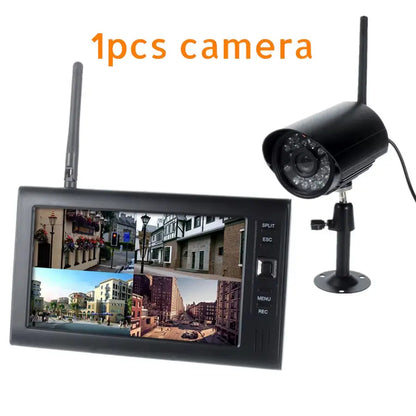 7" Lcd Cctv Security System Wifi Wireless Camera Video Surveillance Set Outdoor Battery IR Cam Home Dvr Kit Usb Sd W/ Recording