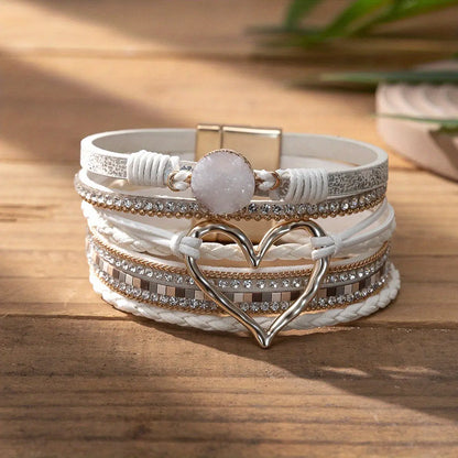 Braccialetto a forma di amore esagerato con strass intarsiati - My Hashtag Shop