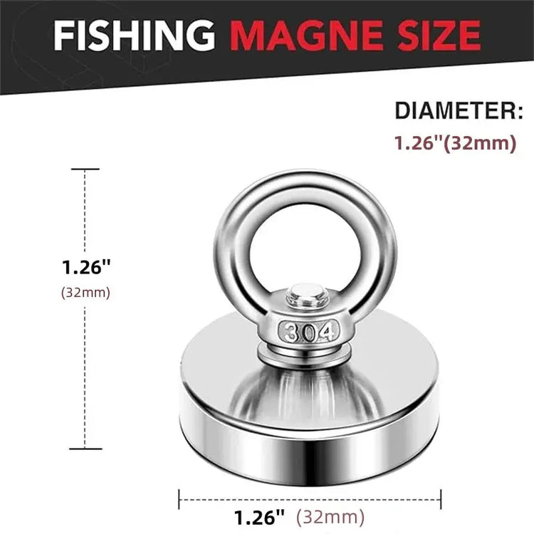 D16~D42mm Strong Suction Salvage Helper, Made of N52 Heavy Rare Earth Material, with Countersunk Hole and Eyebolt Suction metal - My Hashtag Shop