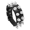 Punk Bracelet for Men Women - Goth Black Leather Wristband with Metal Spike Studded- Spike Rivets Cuff Bangle Adjustable HASHTAG
