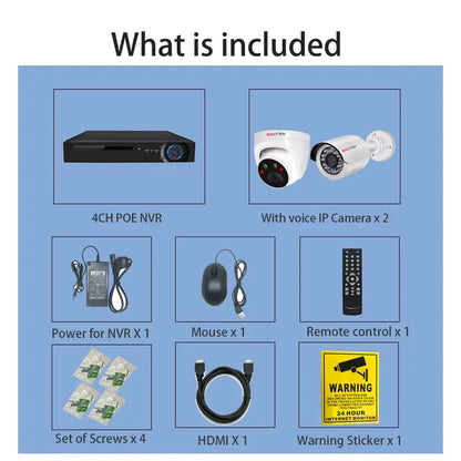 4K 8MP Ultra HD POE IP Security Camera System NVR Kit with Audio Out Door Bullet Indoor Dome Human Detection Video Surveillance