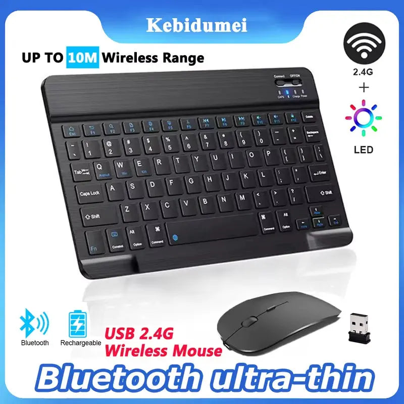 Mini Bluetooth Wireless Keyboard Mouse Set Rechargeable for Phone Tablet English Keyboards for Android Ios Windows XP Laptop PC