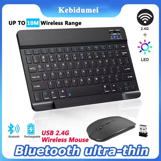 Mini Bluetooth Wireless Keyboard Mouse Set Rechargeable for Phone Tablet English Keyboards for Android Ios Windows XP Laptop PC