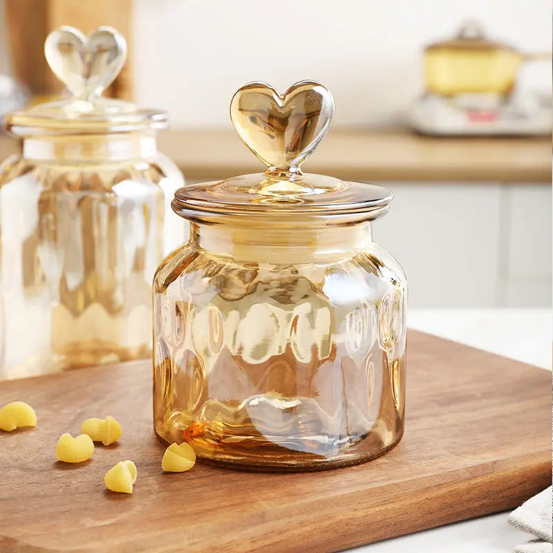Stained Glass Sealed Jar Love Glass Bottle Household Transparent With Lid - HASHTAG