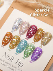 1/ 10pcs 15ML Glitter Silver Color Nail Gel Polish Semi-permanent Varnish Soak Off Nail Art  UV LED Gel Manicure For Summer HASHTAG