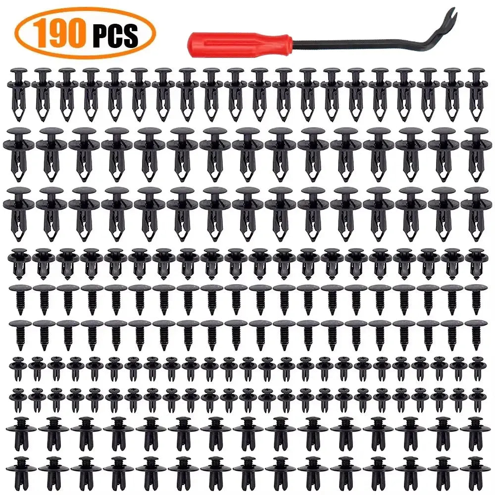 190pcs Car Retainer Clips 6 Size Plastic Fasteners Kit Auto Trim Panel Clip Mixed Car Body Bumper Rivet Set - HASHTAG