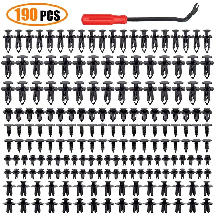 190pcs Car Retainer Clips 6 Size Plastic Fasteners Kit Auto Trim Panel Clip Mixed Car Body Bumper Rivet Set - HASHTAG