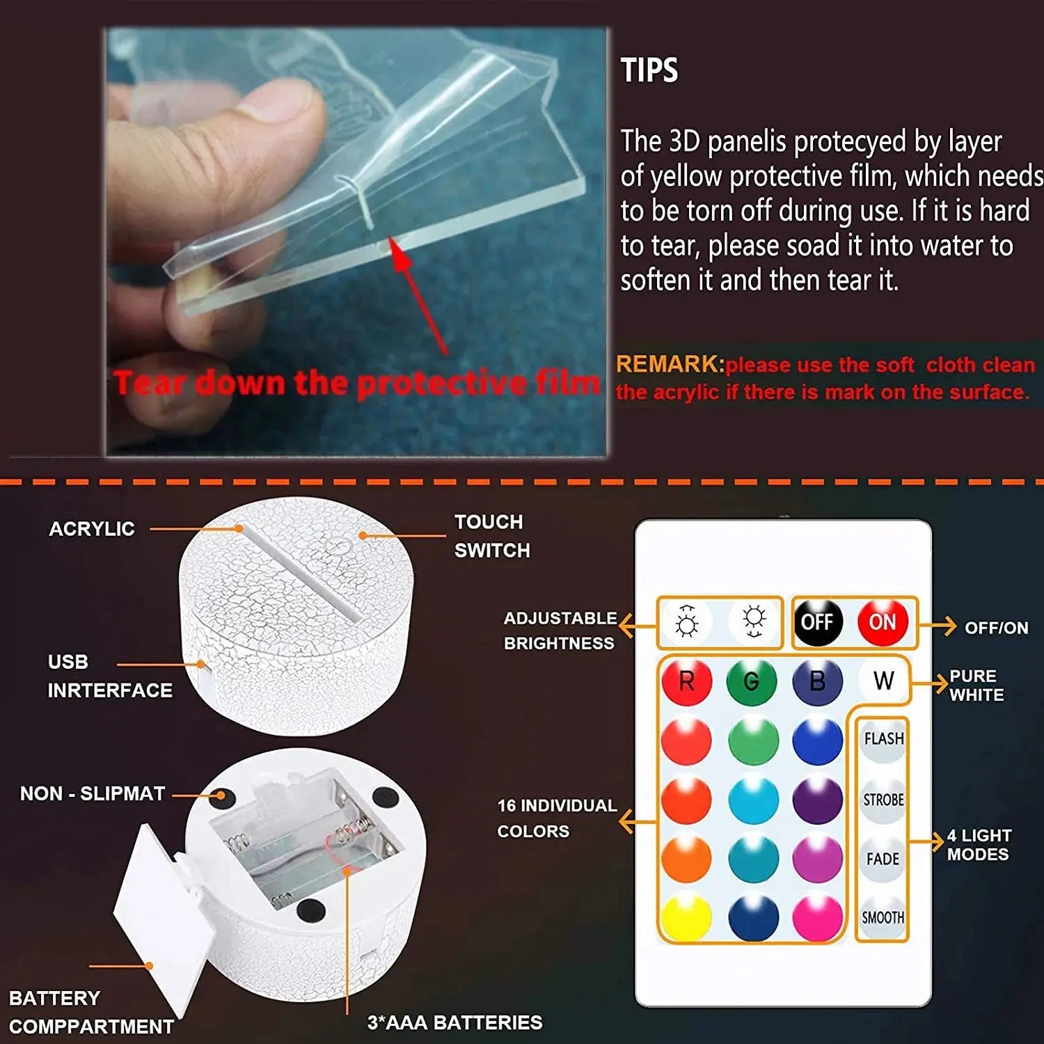 3D LED Gaming Setup RGB Lamp USB Powered Gaming Room Children&