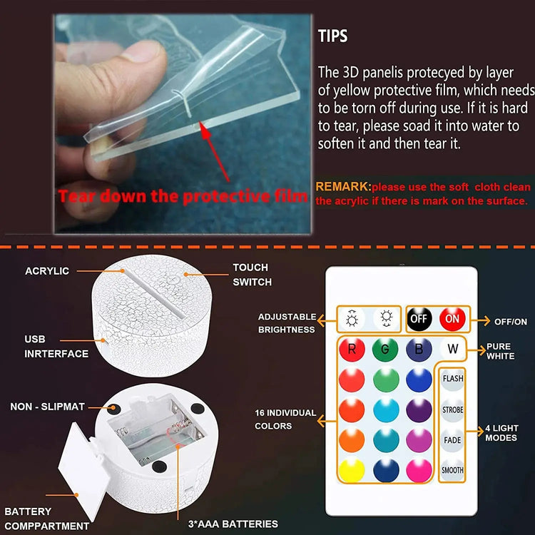 3D LED Gaming Setup RGB Lamp USB Powered Gaming Room Children&