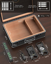 Cigar Humidor,Full Glass Top Cigar Box with Humidifier and Hygrometer,Crushproof Case,Cedar Wood Lining Storage for 20-25 Cigars HASHTAG