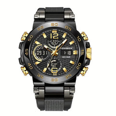 Men's Sports Watch Dual Display Digital Military Quartz Watch Alarm Clock Chronograph Computer, Multifunctional Luminous Business Watch, Student Watch, Outdoor Sports Watch HASHTAG