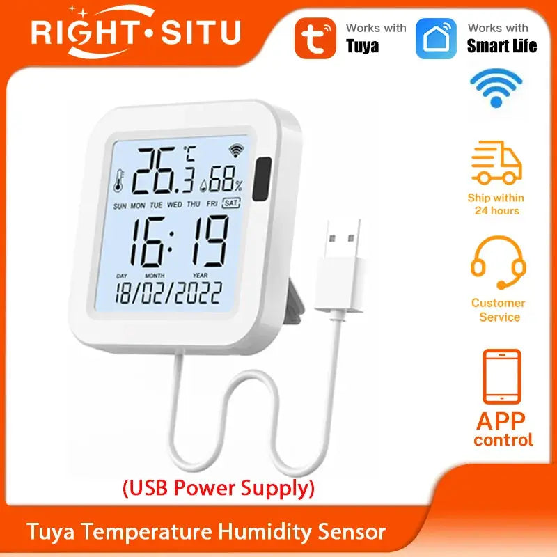 Smart Thermometer hygrometer Tuya WiFi Temperature and Humidity Sensor With Backlight APP Remote Control Work with Tuya Alexa - My Hashtag Shop
