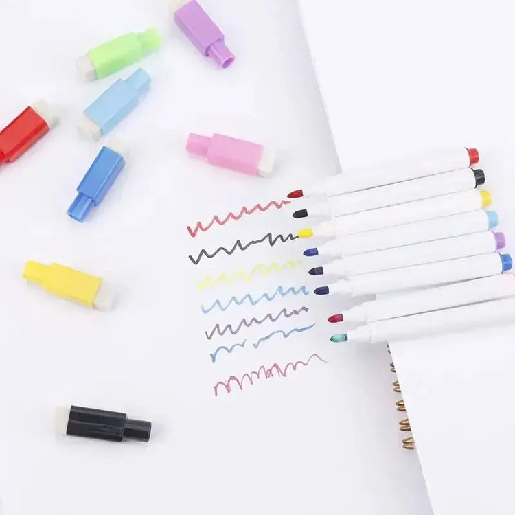 8PC Magnetic Colorful Whiteboard Pen Black White Board Markers Built In Eraser School Supply children&