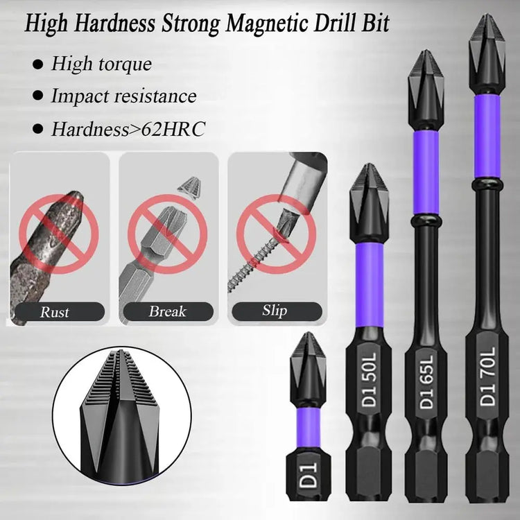 6/12 Pcs Magnetic Screwdriver Bits Non-slip Shockproof Phillips Impact Bits Hex Shank Alloy Steel Bits Suitable for Power Tools - HASHTAG