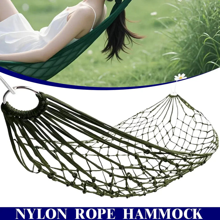 Portable Garden Outdoor Thickened Nylon Rope Hammock Indoor Mesh Hammock Portable Simple Hammock Swing Chair - My Hashtag Shop