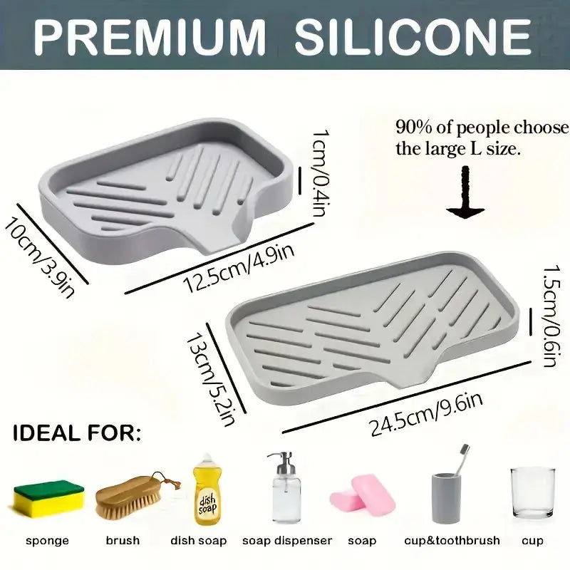 Silicone Faucet Mat Kitchen Sink Tray Soap Dispenser Sponge Drain Pad Sink SplashDrying Mat Countertop Storage Tray SoapTray HASHTAG