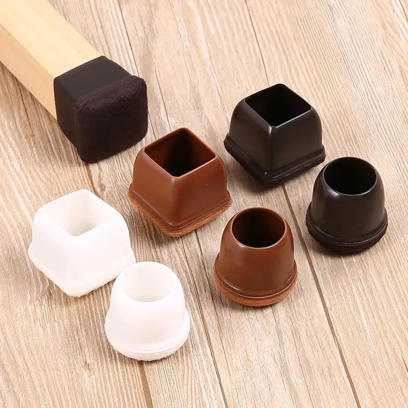 16PCS Transparent Table Chair Leg Protectors Caps Round Square for Furniture Foot Legs Cover Floor Protector with Felt Bottom - HASHTAG