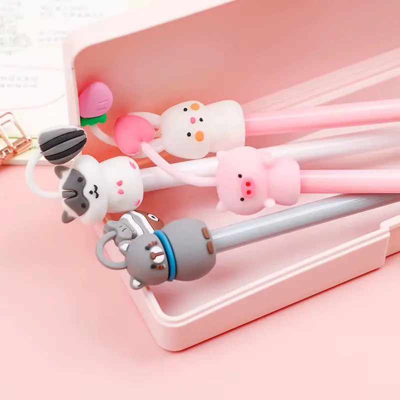 12 Pcs Cute Pet Pens Set - Creative Cartoon Writing Tools for Small Fresh Student Exam, School Supplies