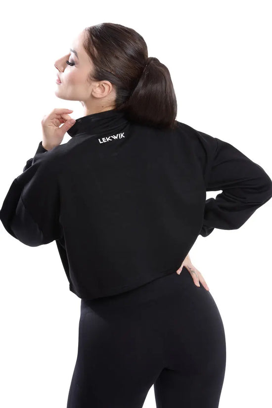 Felpa a vita corta nera modello IRIS - HASHTAG