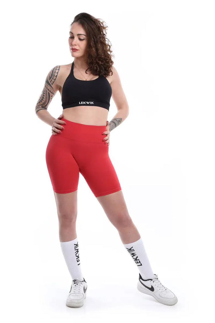 Shorts carminio modello EVA a vita alta senza cuciture - HASHTAG