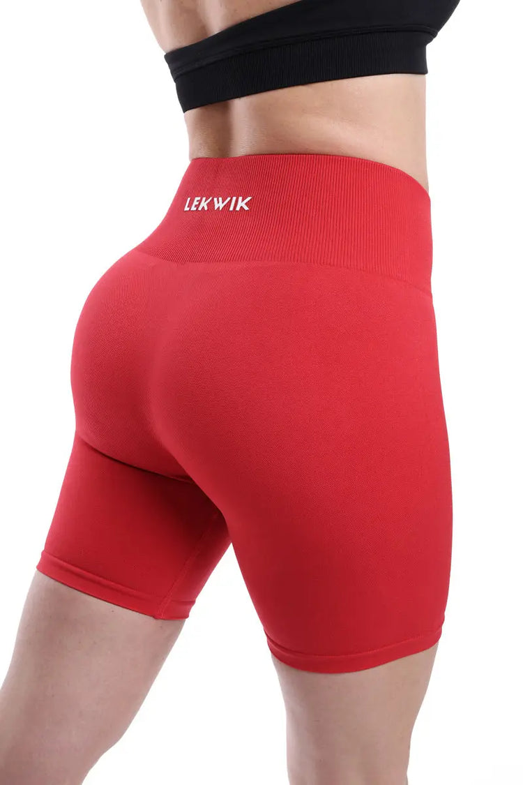 Shorts carminio modello EVA a vita alta senza cuciture - HASHTAG