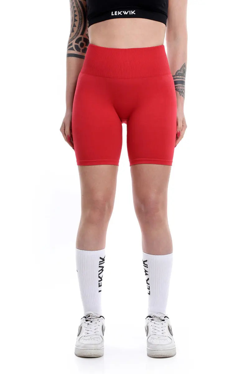 Shorts carminio modello EVA a vita alta senza cuciture - HASHTAG