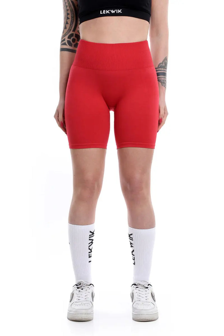 Shorts carminio modello EVA a vita alta senza cuciture - HASHTAG