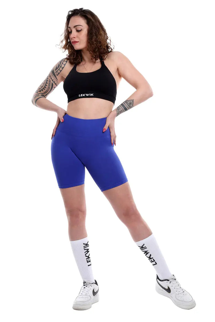 Shorts cobalto modello EVA a vita alta senza cuciture - HASHTAG