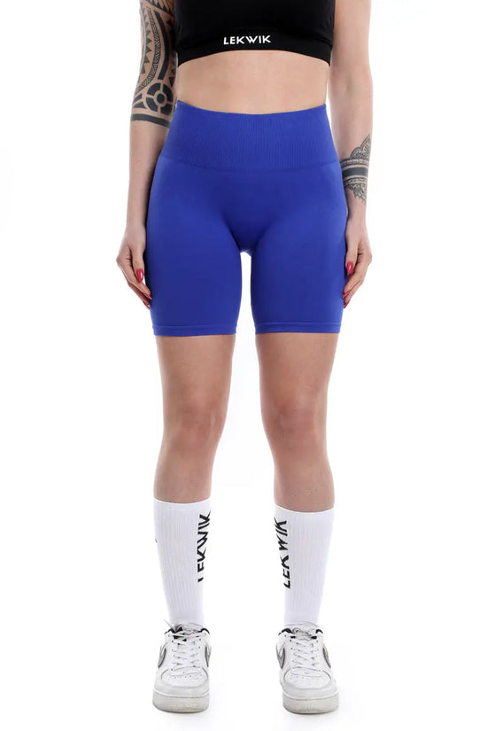 Shorts cobalto modello EVA a vita alta senza cuciture - HASHTAG