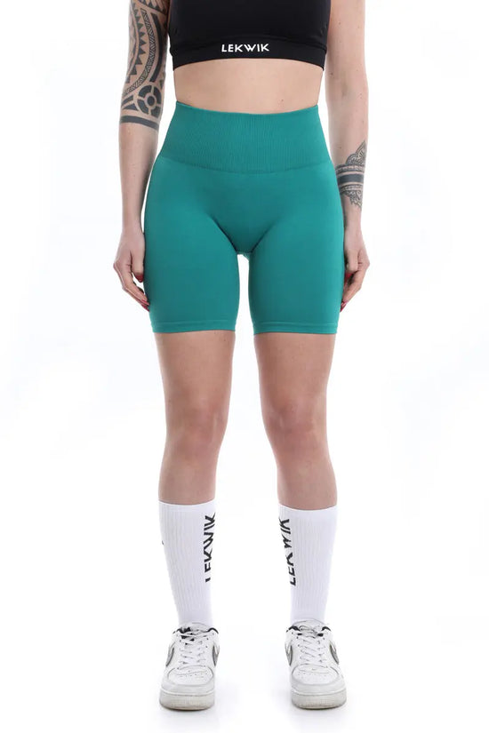 Shorts smeraldo modello EVA a vita alta senza cuciture - HASHTAG