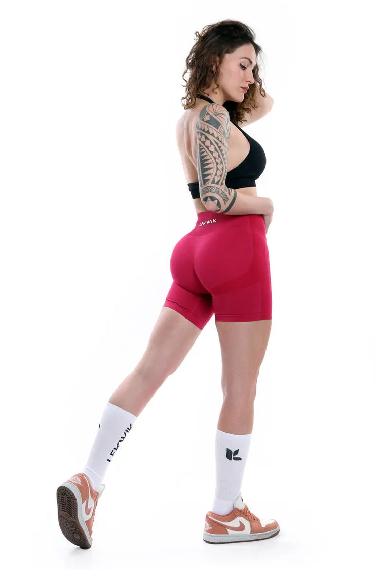 Shorts ciliegia modello POLLY a vita alta senza cuciture LEKWIK®