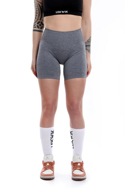 Shorts grigio modello POLLY a vita alta senza cuciture LEKWIK®