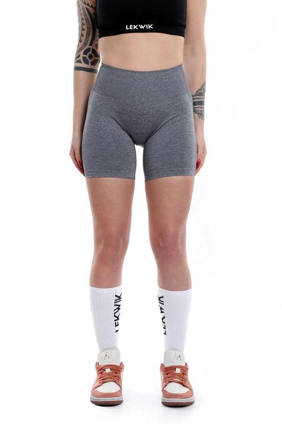 Shorts grigio modello POLLY a vita alta senza cuciture LEKWIK®